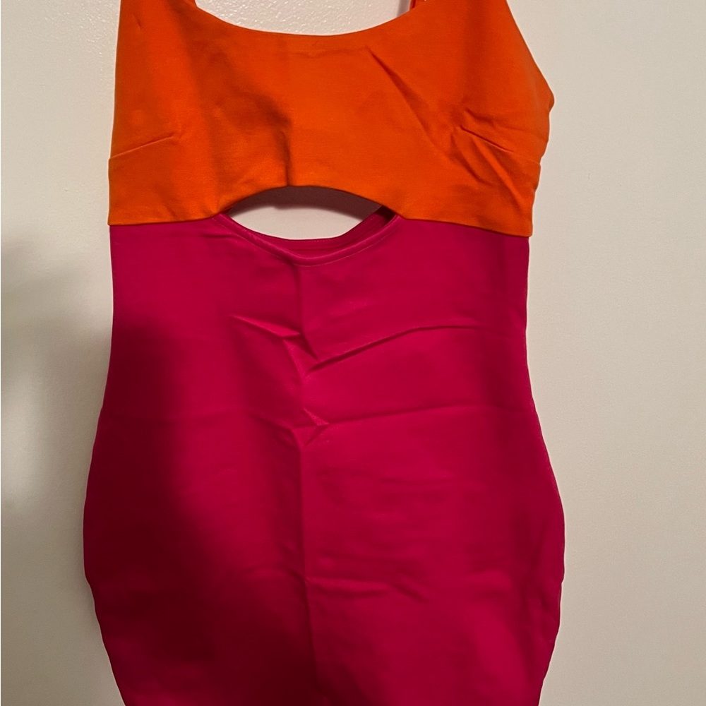 Orange and Pink Cutout Dress